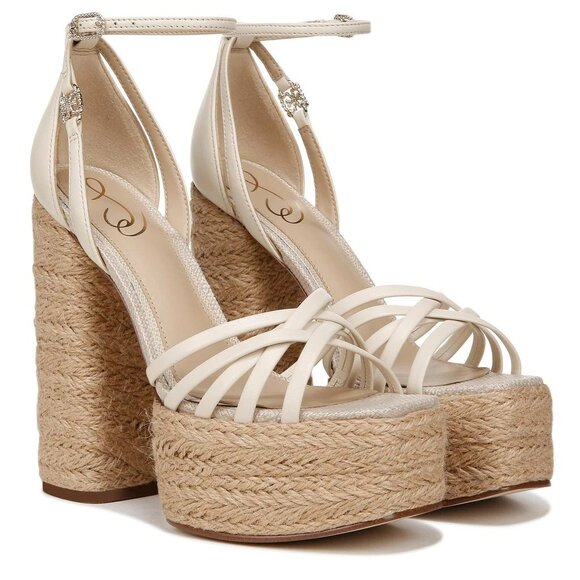 Sam Edelman Kade Heel in Modern Ivory platform canvas high block chunky strap - Picture 7 of 7